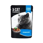 X-Cat корм для кошек Сельдь/форель соус, 85 г