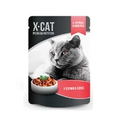 X-Cat корм для кошек Курица/индейка соус, 85 г