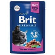 Brit Premium корм для кошек Цыпленок/индейка в соусе, 85 г