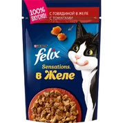 Felix sensations корм для кошек Говядина/томат желе, 75 г