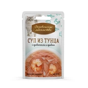 Деревенские лакомства корм для кошек суп Тунец/креветки/краб, 4*35 г