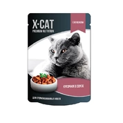 X-Cat корм для стерилизованных кошек Ягненок соус, 85 г