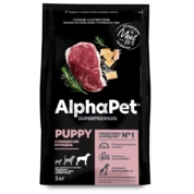AlphaPet корм для щенков до 6мес.и беременных собак крупных пород Говядина/рубец