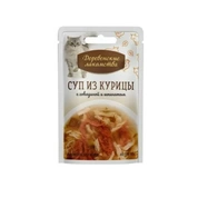 Деревенские лакомства корм для кошек суп Курица/говядина/шпинат, 4*35 г