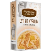 Деревенские лакомства корм для кошек суп Курица/утка/тыква, 4*35г