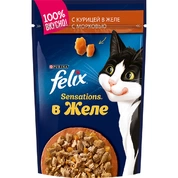 Felix sensations корм для кошек Курица/морковь желе, 75 г