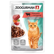 Зоогурман корм для кошек Говядина/овощи в соусе, 85 г