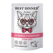 Best Dinner Exclusive для стерилизованных кошек Индейка/клюква в сливочном муссе, 85 г
