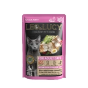LEO&LUCY холистик д/кошек Кусочки в соусе с индейкой, кроликом и биодоб, подходит стерил, 85г