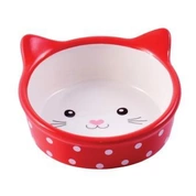 Mr.Kranch миска керамическая для кошек Мордочка кошки в горошек красная, 250мл