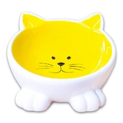 Mr.Kranch миска керамическая для кошек Мордочка кошки на ножках, желтая, 100 мл