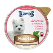 Happy Dog Natur Line консервы д/собак Ягненок/печень/сердце/рис паштет, 125г
