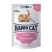 Happy Cat пауч д/котят Телятина кусочки в желе, 100 г