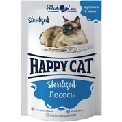 Happy Cat пауч д/стерилизованных кошек Лосось кусочки в желе, 100г