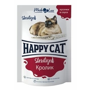 Happy Cat пауч д/стерилизованных кошек Кролик кусочки в желе, 100г