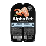AlphaPet корм для стерилизованных кошек Анчоусы и креветки мясные кусочки в соусе, 80г