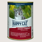 Happy Cat консервы д/кошек Кролик/индейка в соусе, 400г