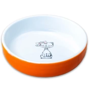 Mr.Kranch миска керамическая для кошек Кошка с бантиком 370 мл оранжевая