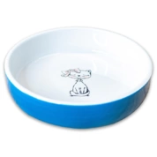 Mr.Kranch миска керамическая для кошек Кошка с бантиком 370 мл, голубая