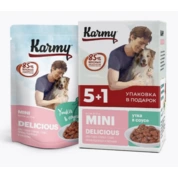 Karmy Акционный набор 5+1 корм для привередливых собак мини пород Утка соус, 80 г