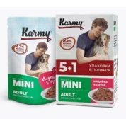 Karmy Акционный набор 5+1 корм для взрослых собак мини пород Индейка соус, 80 г