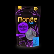 Monge Gift Hairball лакомство для кошек Подушечки с лососем и кошачьей мятой для вывода шерсти, 60 г