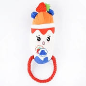 Mr.Kranch игрушка для собак Йогурт плюшевая с канатиком  и пищалкой, 19 см