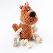 Mr.Kranch игрушка для собак Собачка плюшевая с канатиками и пищалкой, 22 см