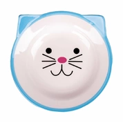 Mr.Kranch миска керамическая для кошек Мордочка кошки, 150 мл голубая
