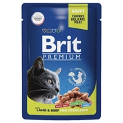 Brit Premium корм для стерилизованных кошек Ягненок/говядина в соусе, 85 гр