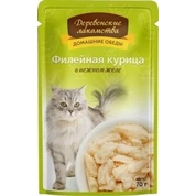 Деревенские лакомства корм для кошек Курица желе, 70 г