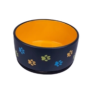 КерамикАрт миска для собак керамическая черная с оранжевым, 1000 мл
