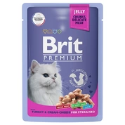 Brit Premium корм для стерилизованных кошек Индейка с крем-сыром в желе, 85 г