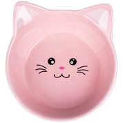 КерамикАрт миска для кошек керамическая Мордочка кошки, розовая, 200 мл