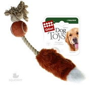 GiGwi игрушка для собак Мячик с лисьим хвостом и пищалкой/ткань,вер.и теннис.м 40см