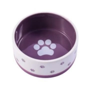 Mr.Kranch миска керамическая нескользящая для собак, Белая с фиолетовым, 360 мл