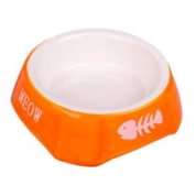 Mr.Kranch миска для кошек керамическая оранжевая с рыбками, 140 мл