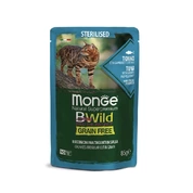 Monge BWild корм для стерилизованных кошек Тунец/креветки/овощи соус, 85 г