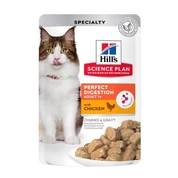 Hill's SP корм для взрослых кошек идеальное пищеварением Курица в соусе