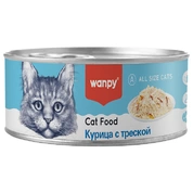 Wanpy Cat Консервы для кошек Курица с треска, 95 г