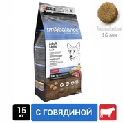 ProBalance Light корм для взрослых собак с низкой активностью Говядина, 15 кг