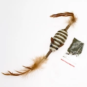 Ambar игрушка для кошек Веретено, мышь сизалевая+перья