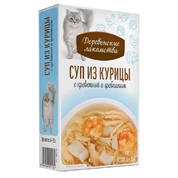 Деревенские лакомства корм для кошек суп Курица/креветки/гребешок, 4*35 г