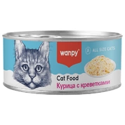 Wanpy Cat Консервы для кошек Курица с креветками, 95 г