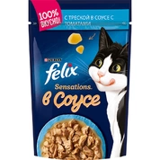 Felix sensations корм для кошек Треска/томат соус, 75 г