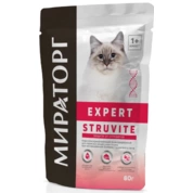 Мираторг Expert Struvite корм для кошек всех пород при МКБ струвитного типа, 80г