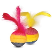 Triol игрушка для кошек Мяч трёхцветный с пером 4 см