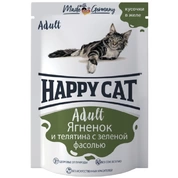 Happy Cat пауч д/кошек Ягненок/телятина/зеленая фасоль в желе, 100г
