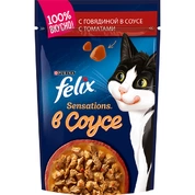 Felix sensations корм для кошек Говядина/томат соус, 75 г