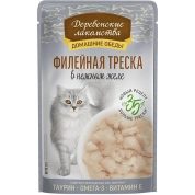 Деревенские лакомства корм для кошек Филейная Треска желе, 70 г
